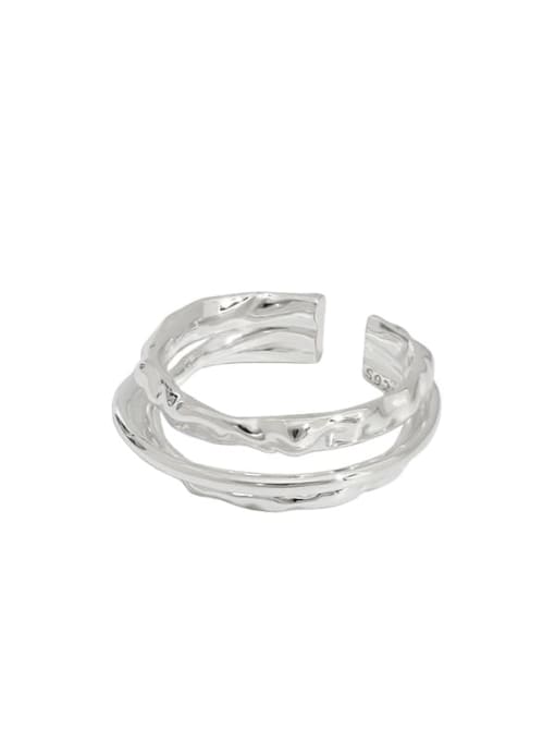 Silver [size 13 adjustable] 925 Sterling Silver Irregular Vintage Stackable Ring